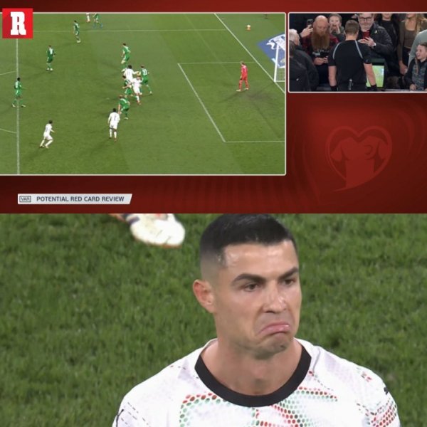 国度队生计初次染红！C罗肘击被罚下，吃到办事生计第13张红牌