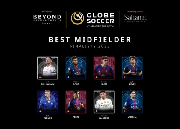 环足奖年度最好中场最终候选：贝林厄姆、佩德里、帕尔默在列
